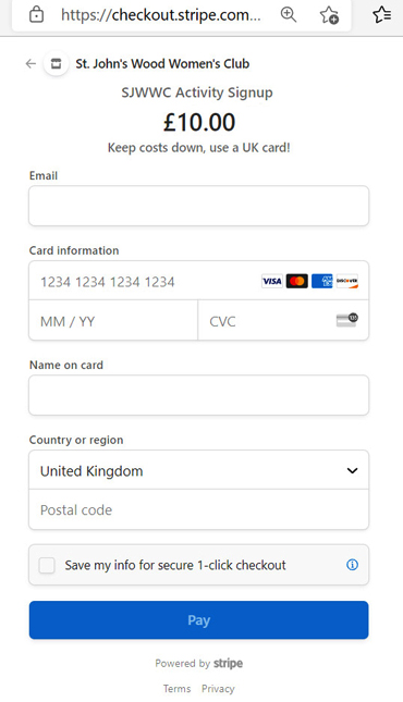 Stripe Payment Screen